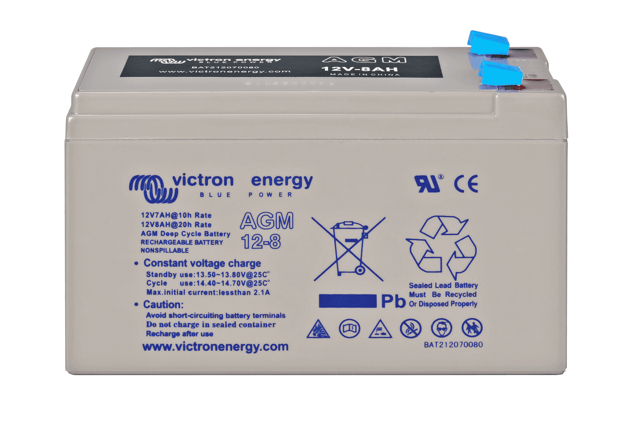 12V 8Ah AGM Deep Cycle Battery (front) thumbnail